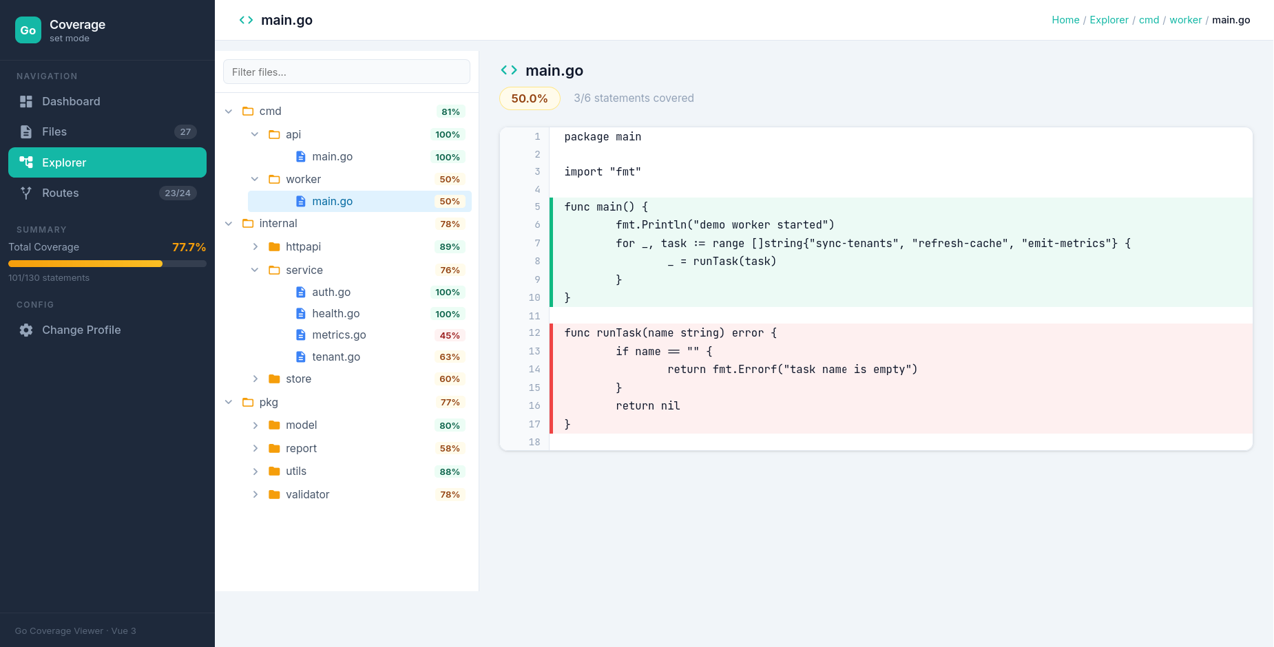 Explorer and highlighted source